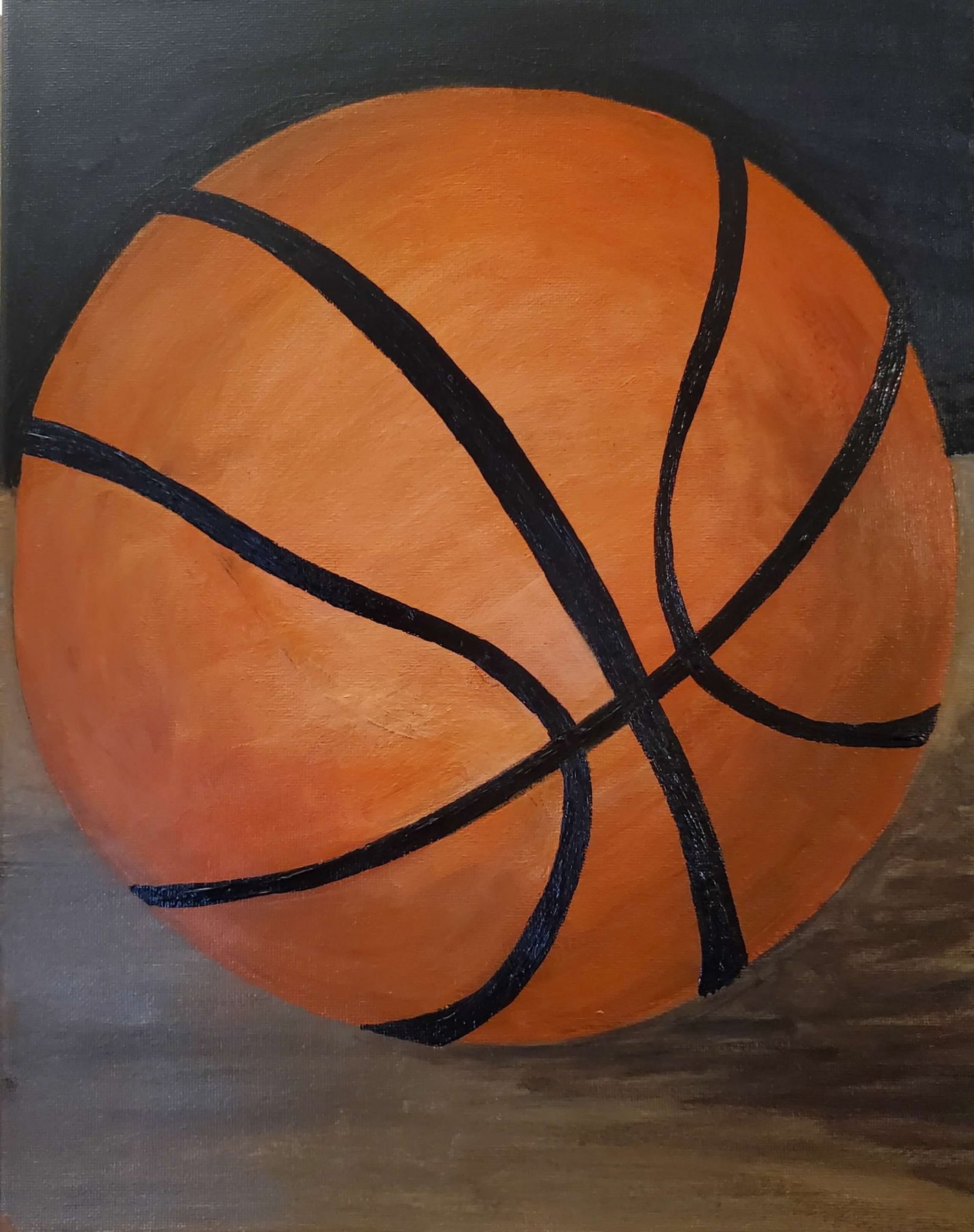 Acrylic painting of a basketball