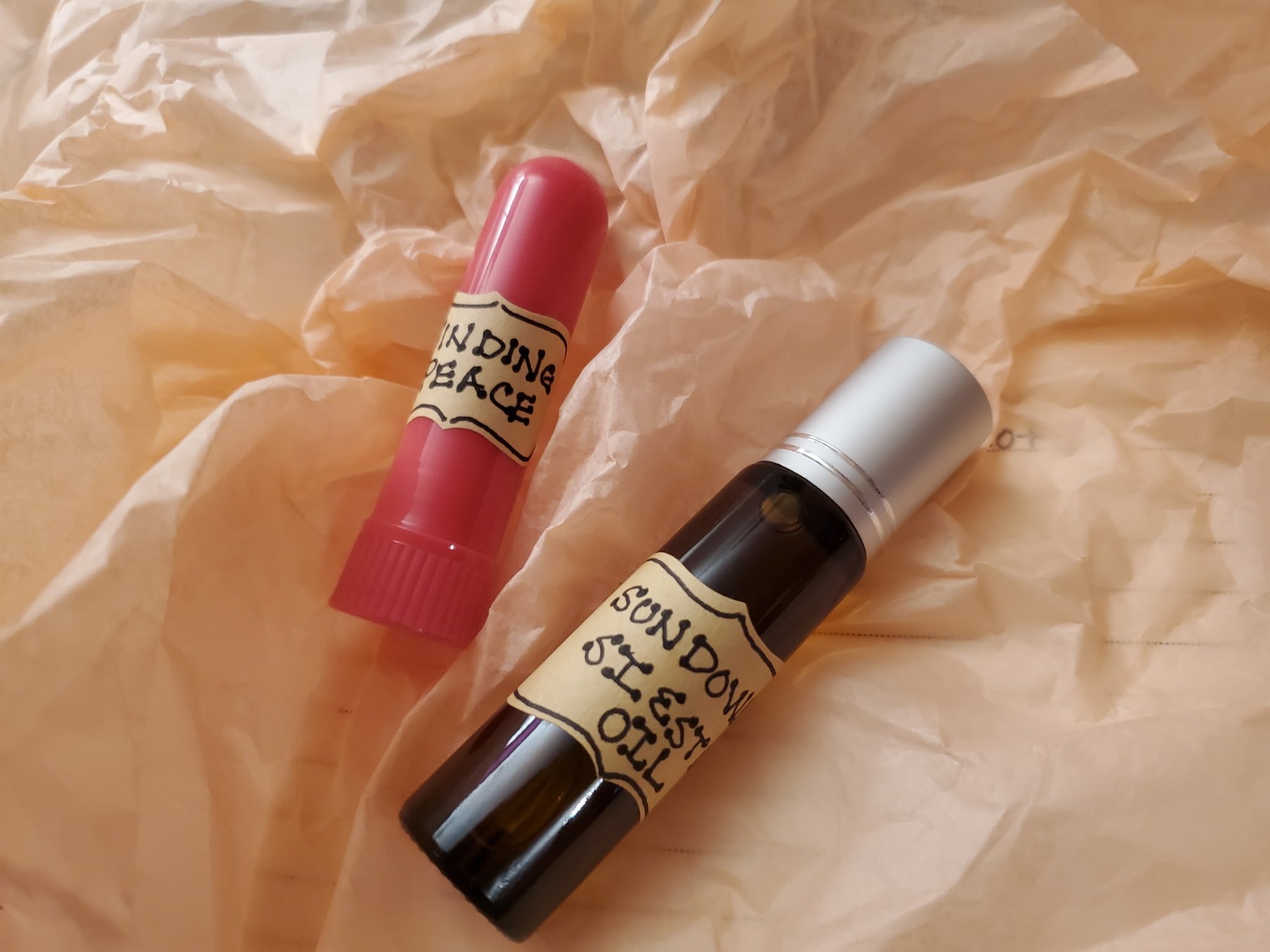 Finding Peace inhaler and Sundown Siesta roller oil